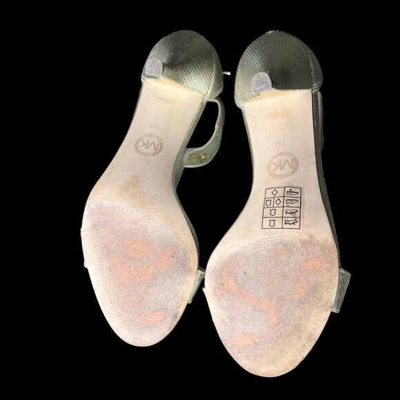 Michael Kors Gold Strappy Heels With Zipper Closure & Textured Finish size 7 - Picture 10 of 11